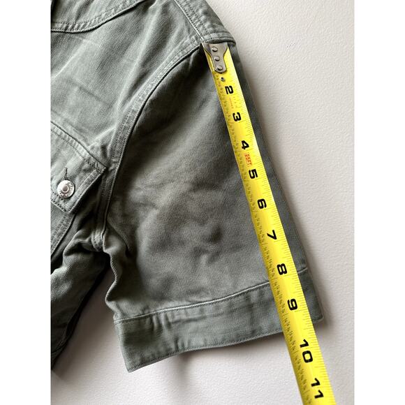 $428 Veronica Beard Elias Green Cotton Jacket Womens Size M Short Sleeve New - Picture 3 of 11